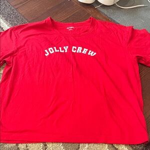 Old Navy Red Jolly Crew Short Sleeve Tee